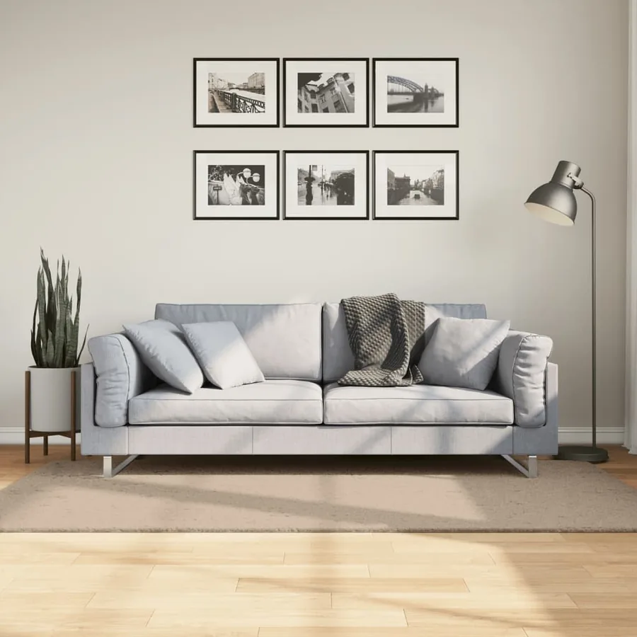 Tapis HUARTE à poils courts doux et lavable sable 100x200 cm