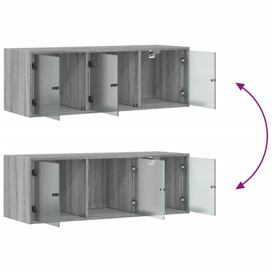 Armoire murale avec portes en verre sonoma gris 102x37x35 cm - 11