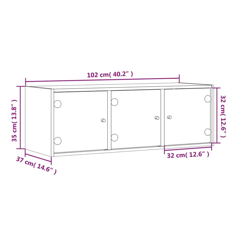 Armoire murale avec portes en verre sonoma gris 102x37x35 cm - 13