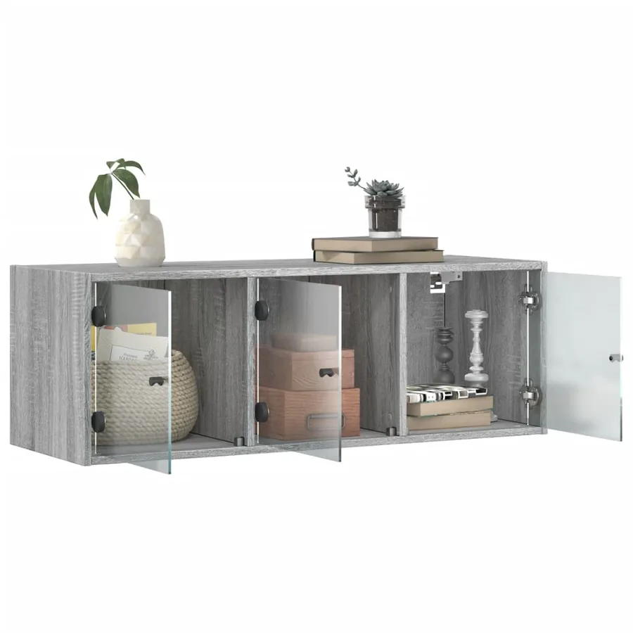 Armoire murale avec portes en verre sonoma gris 102x37x35 cm - 5