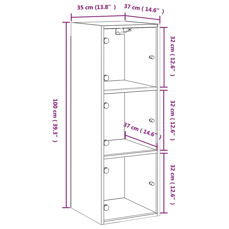 Armoire murale avec portes en verre chêne sonoma 35x37x100 cm - 13