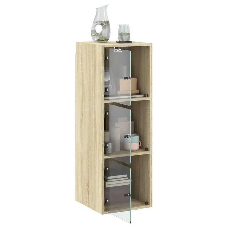 Armoire murale avec portes en verre chêne sonoma 35x37x100 cm - 5