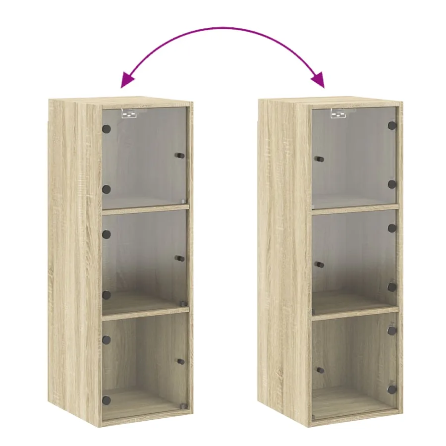 Armoire murale avec portes en verre chêne sonoma 35x37x100 cm - 9