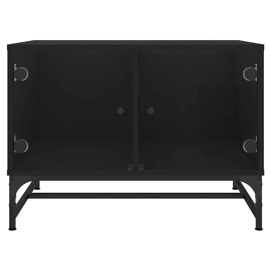 Table basse avec portes en verre noir 68,5x50x50 cm - 5