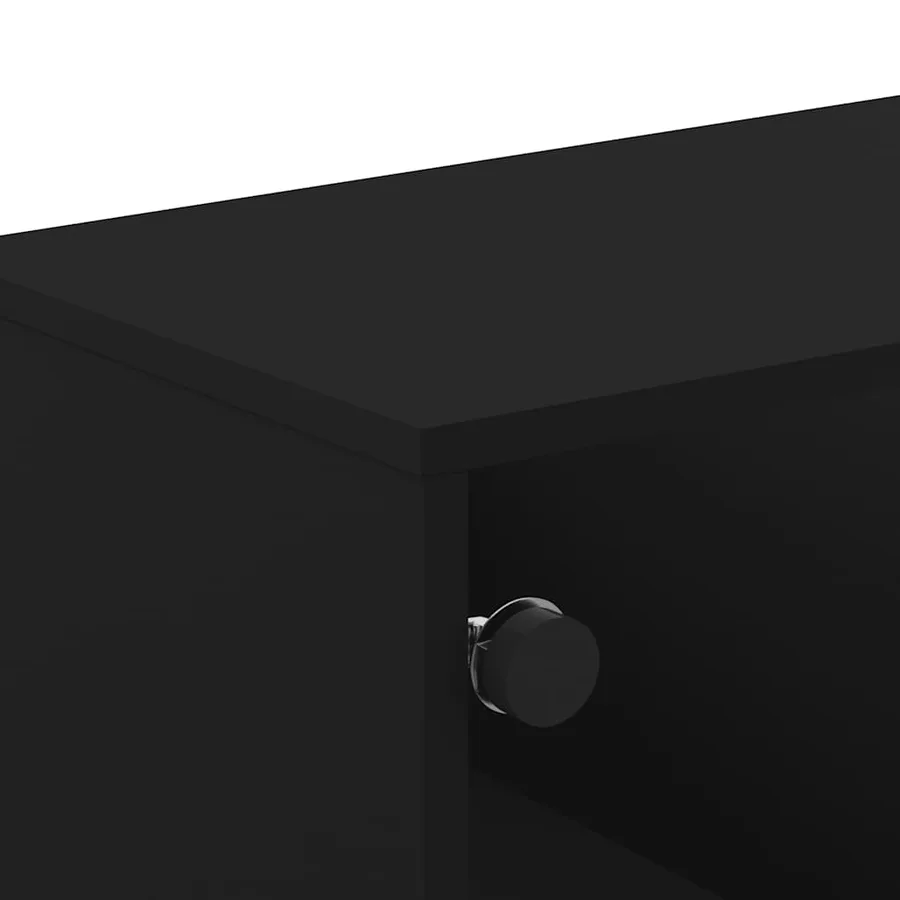 Table basse avec portes en verre noir 68,5x50x50 cm - 8