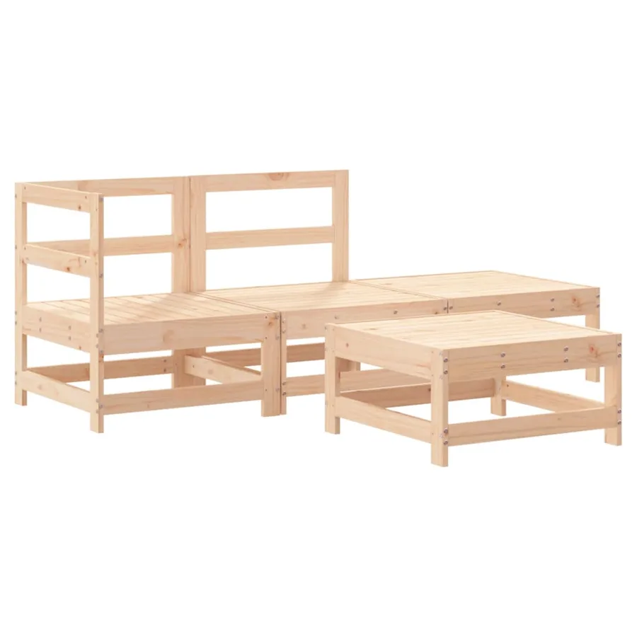 Salon de jardin 4 pcs avec coussins bois massif - 3