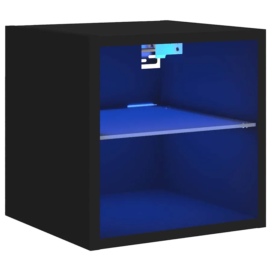Meuble TV mural avec lumières LED noir 30x28,5x30 cm - 2