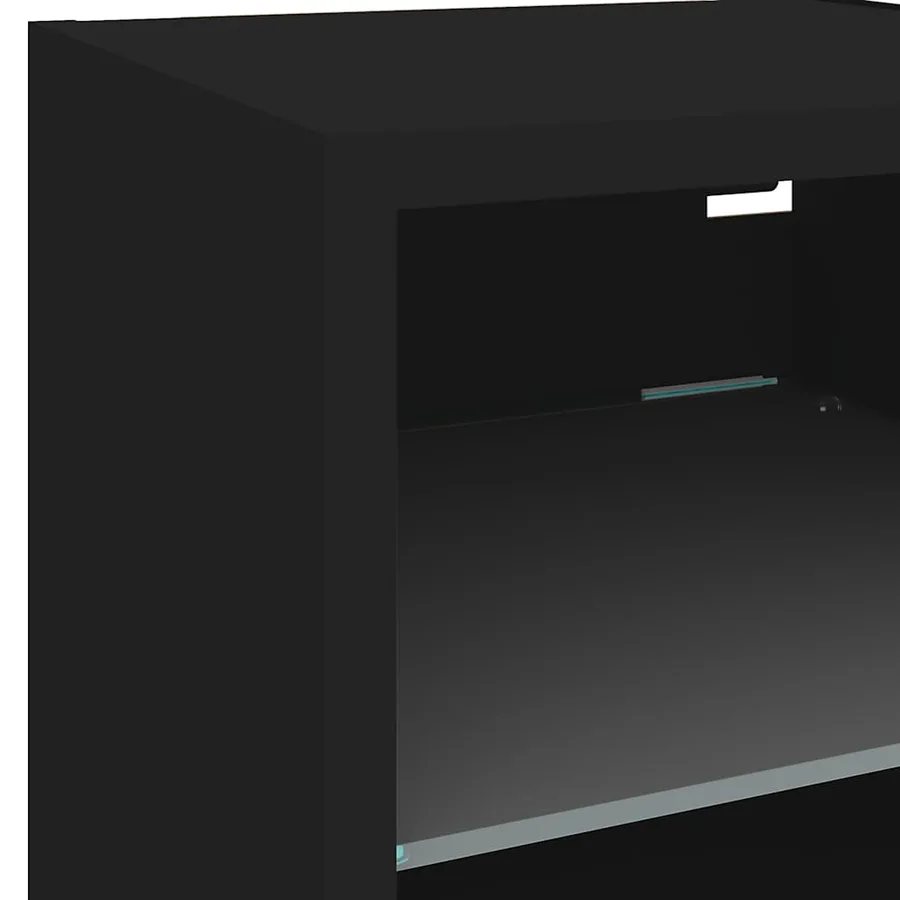 Meuble TV mural avec lumières LED noir 30x28,5x30 cm - 8