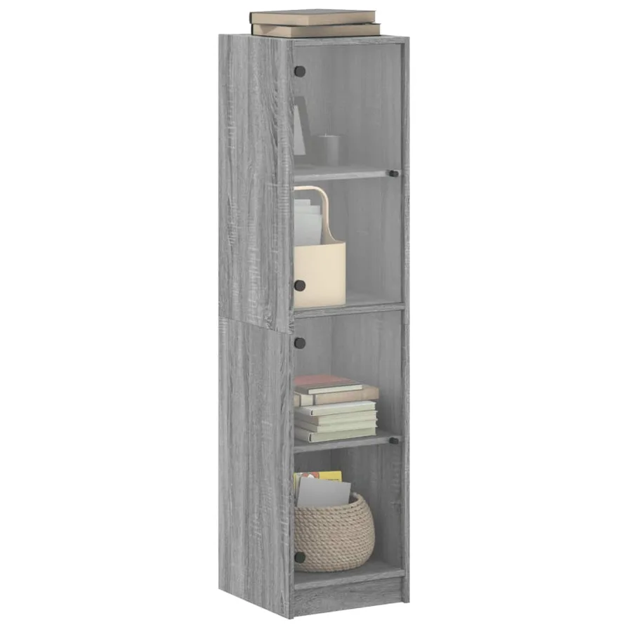 Buffet avec portes en verre sonoma gris 35x37x142 cm - 4