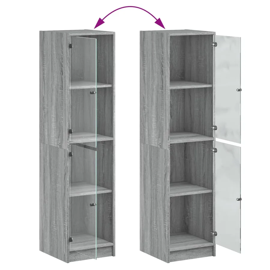 Buffet avec portes en verre sonoma gris 35x37x142 cm - 9