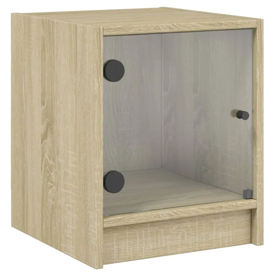 Tables de chevet et portes vitrées 2pcs chêne sonoma 35x37x42cm - 6