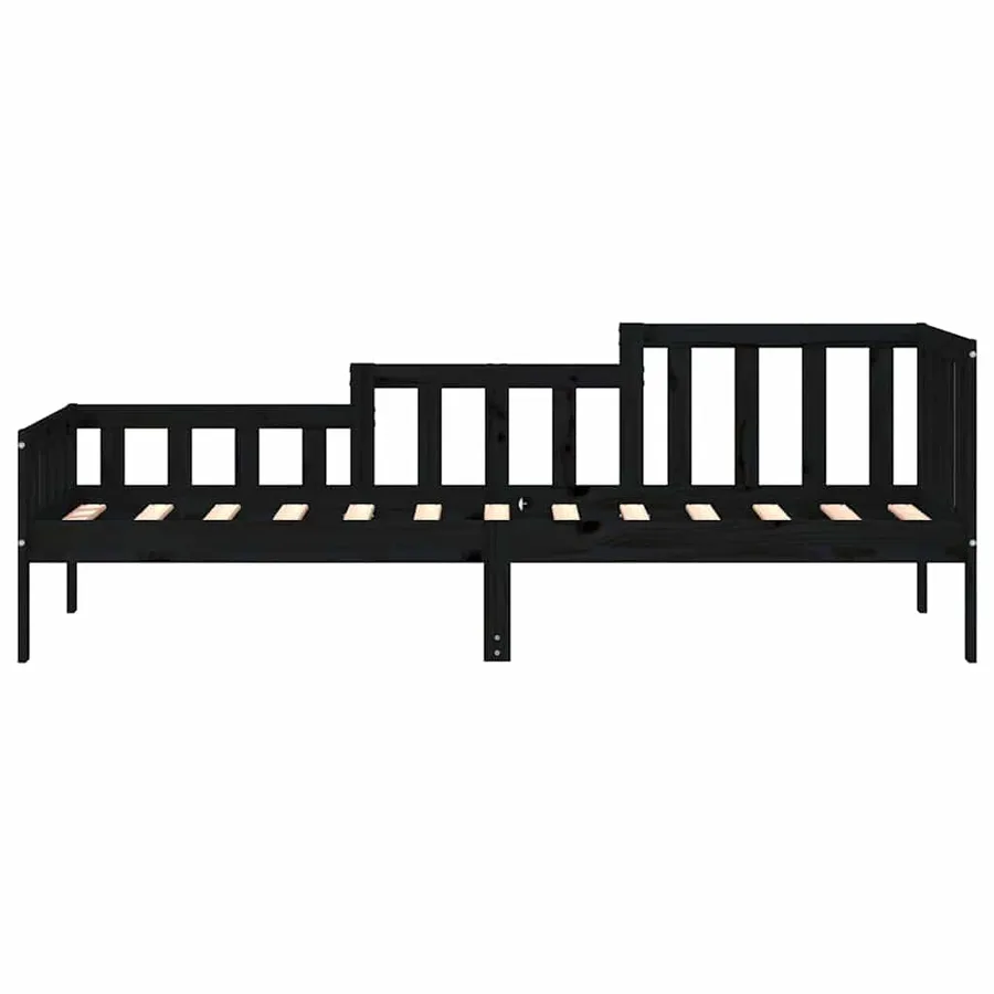 Lit de jour sans matelas noir 80x200 cm bois de pin massif - 4