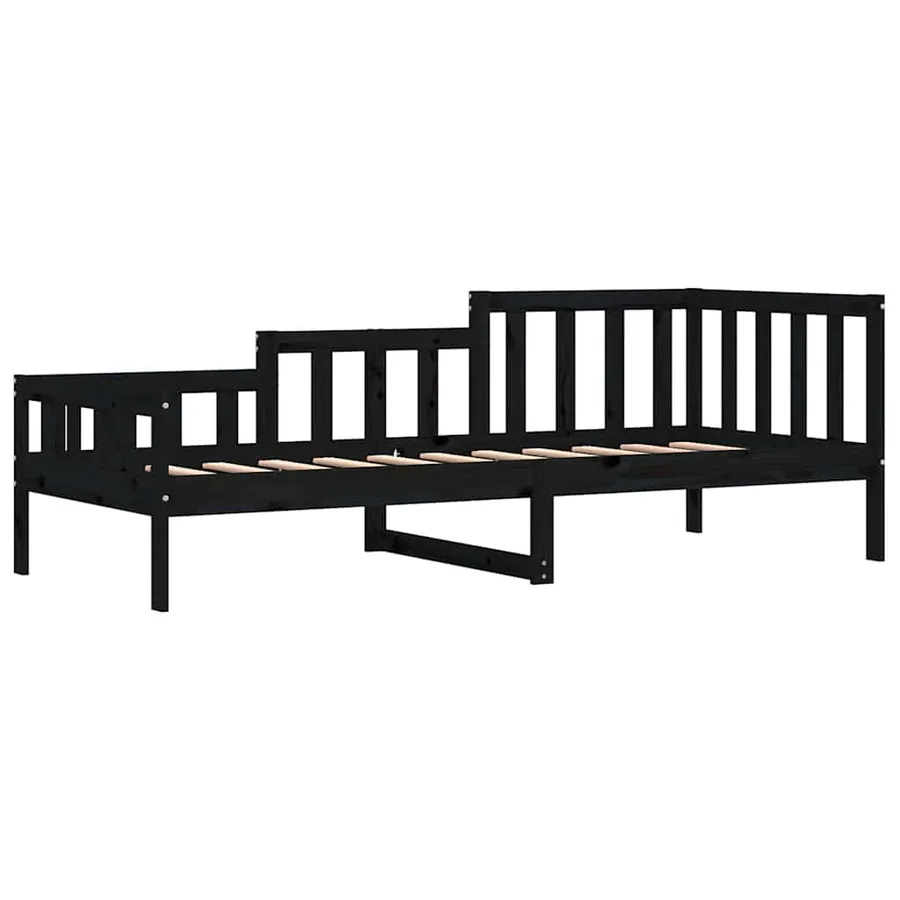 Lit de jour sans matelas noir 80x200 cm bois de pin massif - 5