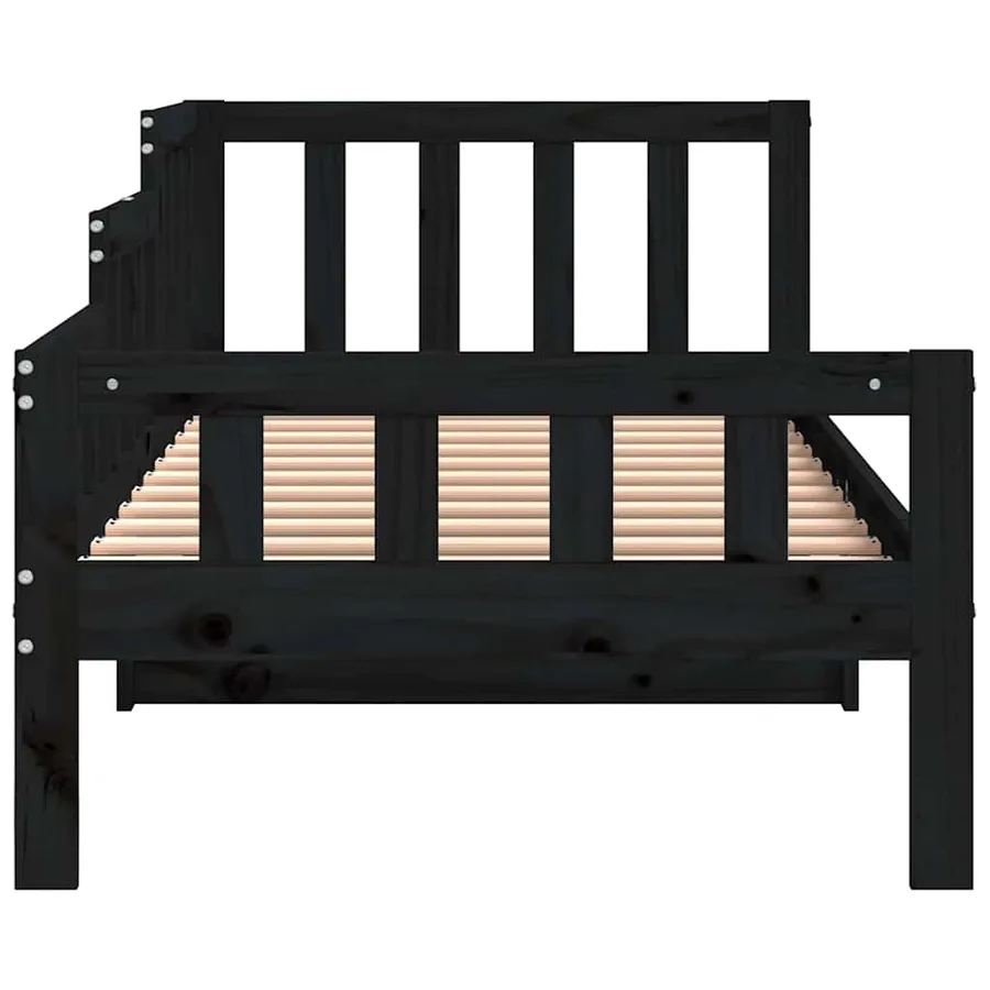 Lit de jour sans matelas noir 80x200 cm bois de pin massif - 6