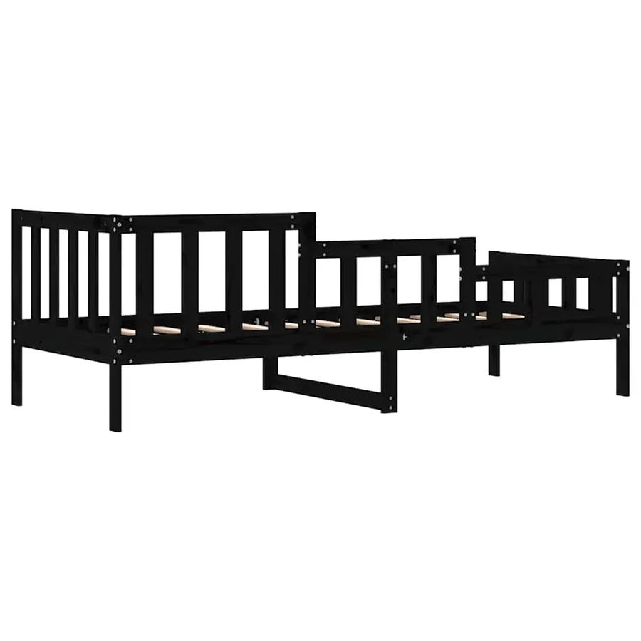 Lit de jour sans matelas noir 80x200 cm bois de pin massif - 7