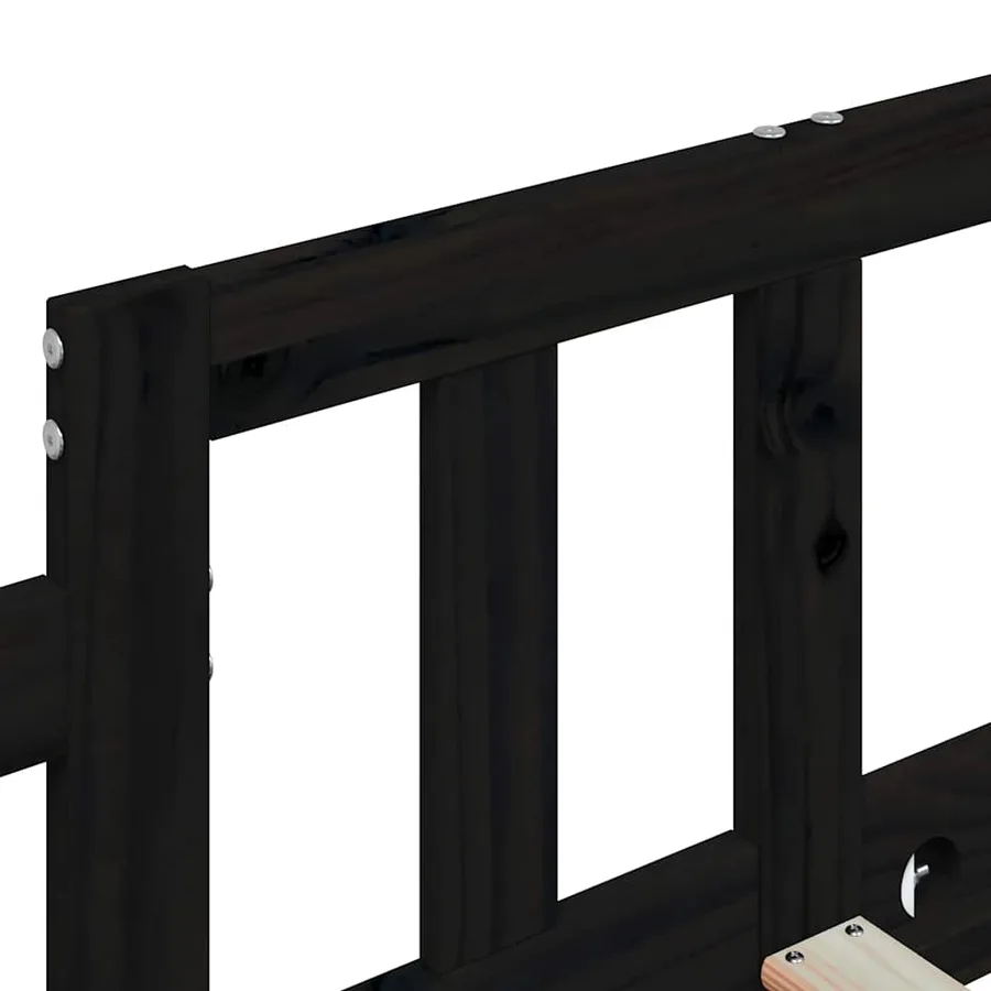 Lit de jour sans matelas noir 80x200 cm bois de pin massif - 9
