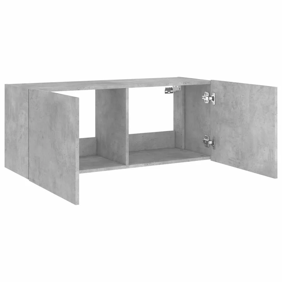 Meuble TV mural avec lumières LED gris béton 100x35x41 cm - 8