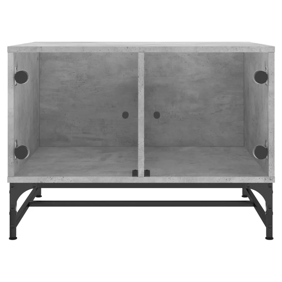 Table basse avec portes en verre gris béton 68,5x50x50 cm - 5
