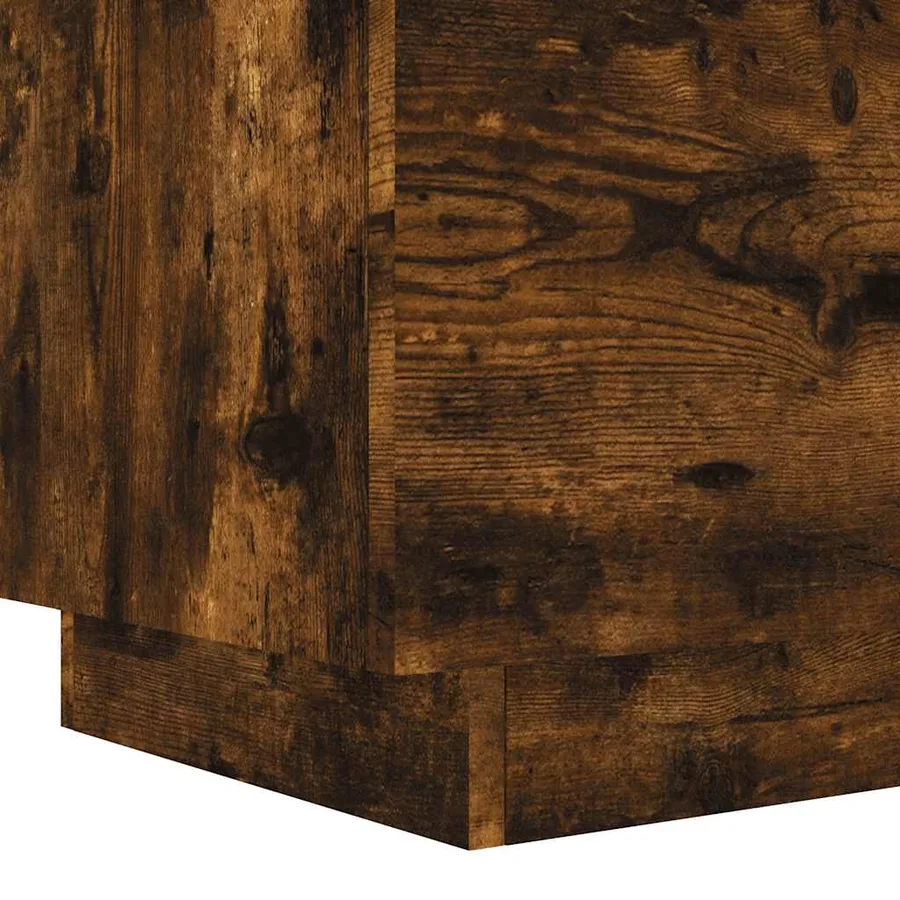 Armoire de chevet et lumières LED chêne fumé bois d'ingénierie - 10