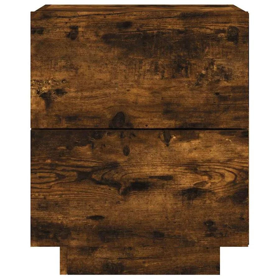 Armoire de chevet et lumières LED chêne fumé bois d'ingénierie - 7