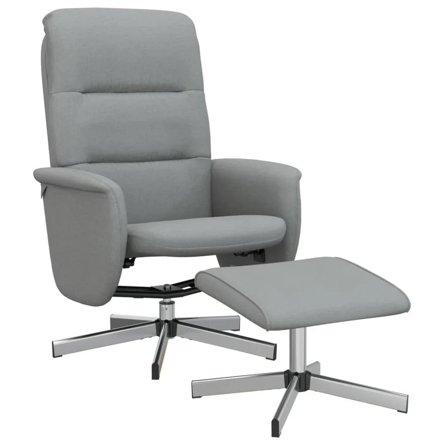 Fauteuil inclinable avec repose-pied gris clair tissu - 2