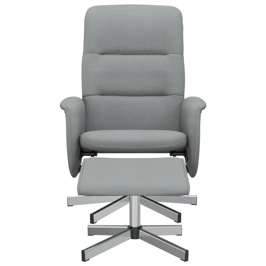 Fauteuil inclinable avec repose-pied gris clair tissu - 3