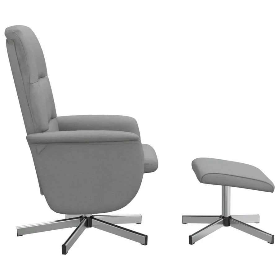 Fauteuil inclinable avec repose-pied gris clair tissu - 4
