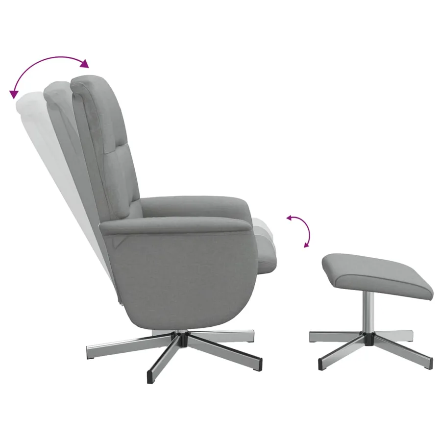 Fauteuil inclinable avec repose-pied gris clair tissu - 6