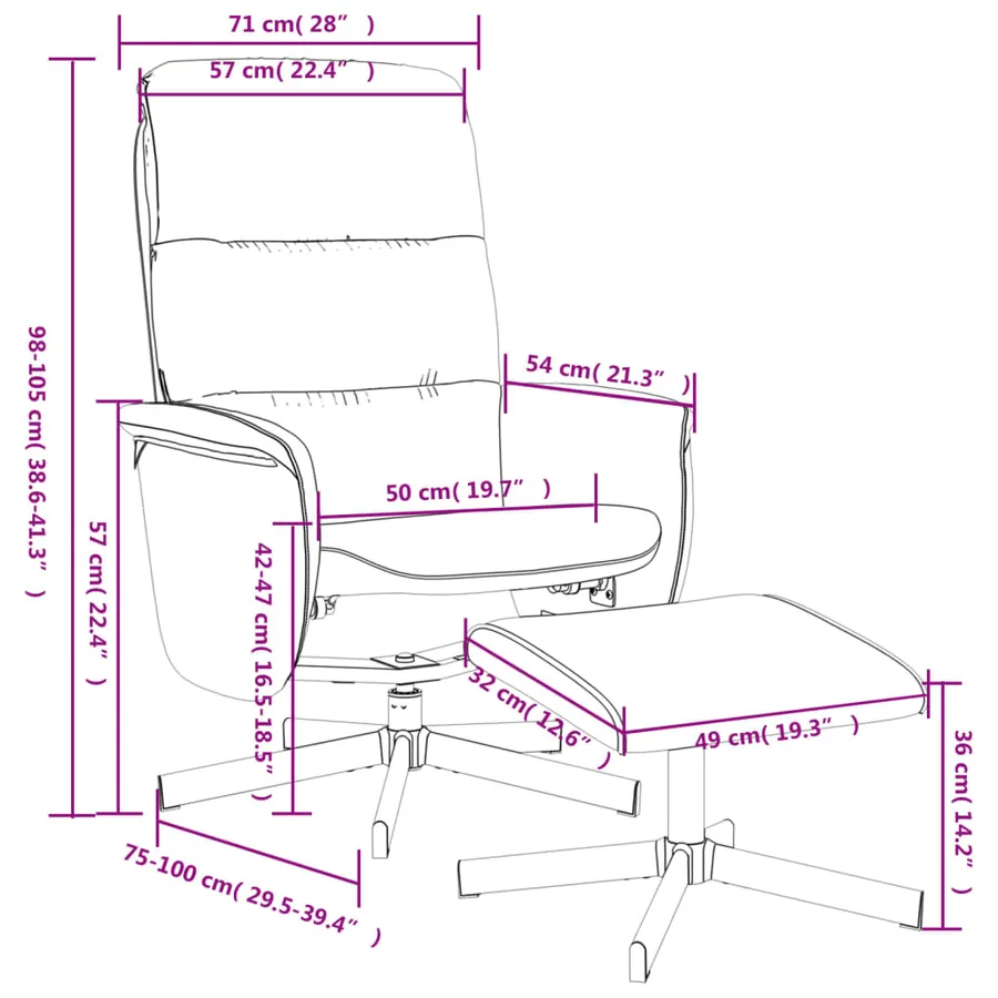 Fauteuil inclinable avec repose-pied gris clair tissu - 9