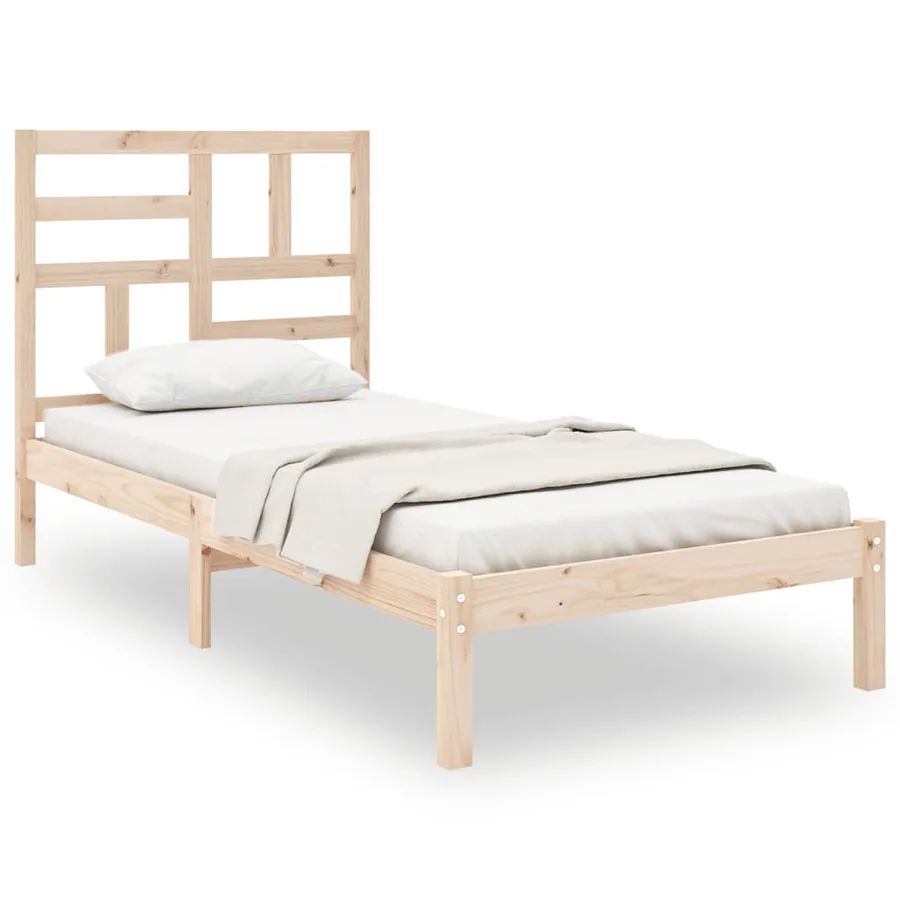 Cadre de lit sans matelas bois massif 75x190 cm - 2