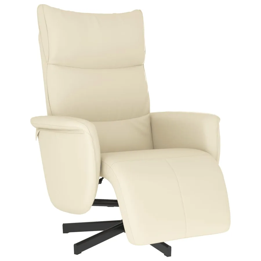 Fauteuil inclinable avec repose-pieds crème similicuir - 2
