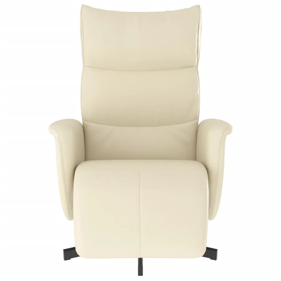 Fauteuil inclinable avec repose-pieds crème similicuir - 3