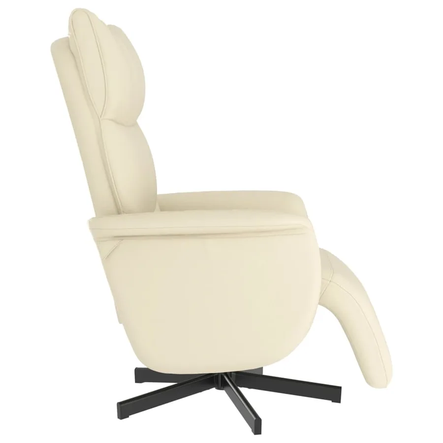 Fauteuil inclinable avec repose-pieds crème similicuir - 4