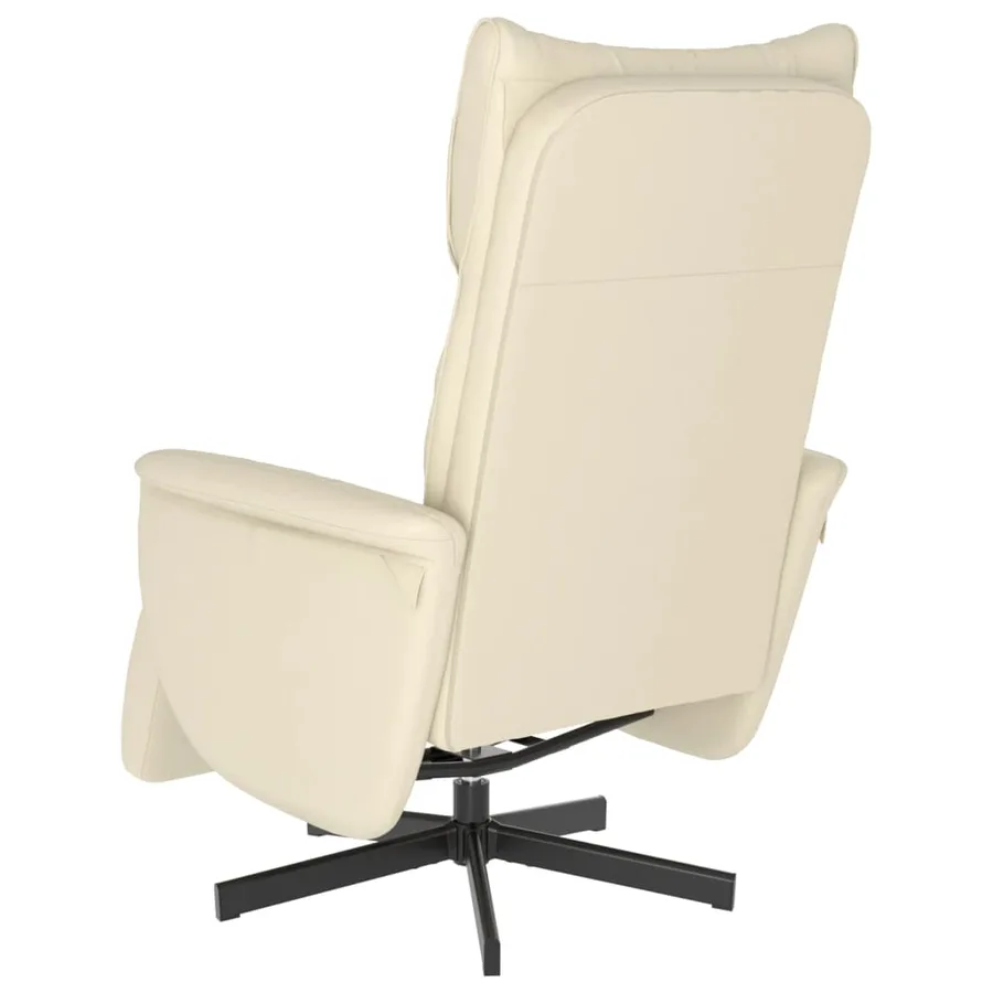 Fauteuil inclinable avec repose-pieds crème similicuir - 5