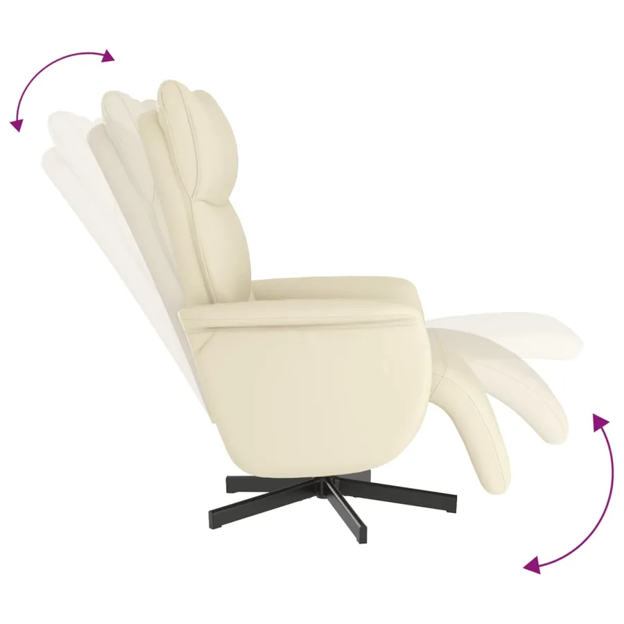 Fauteuil inclinable avec repose-pieds crème similicuir - 6