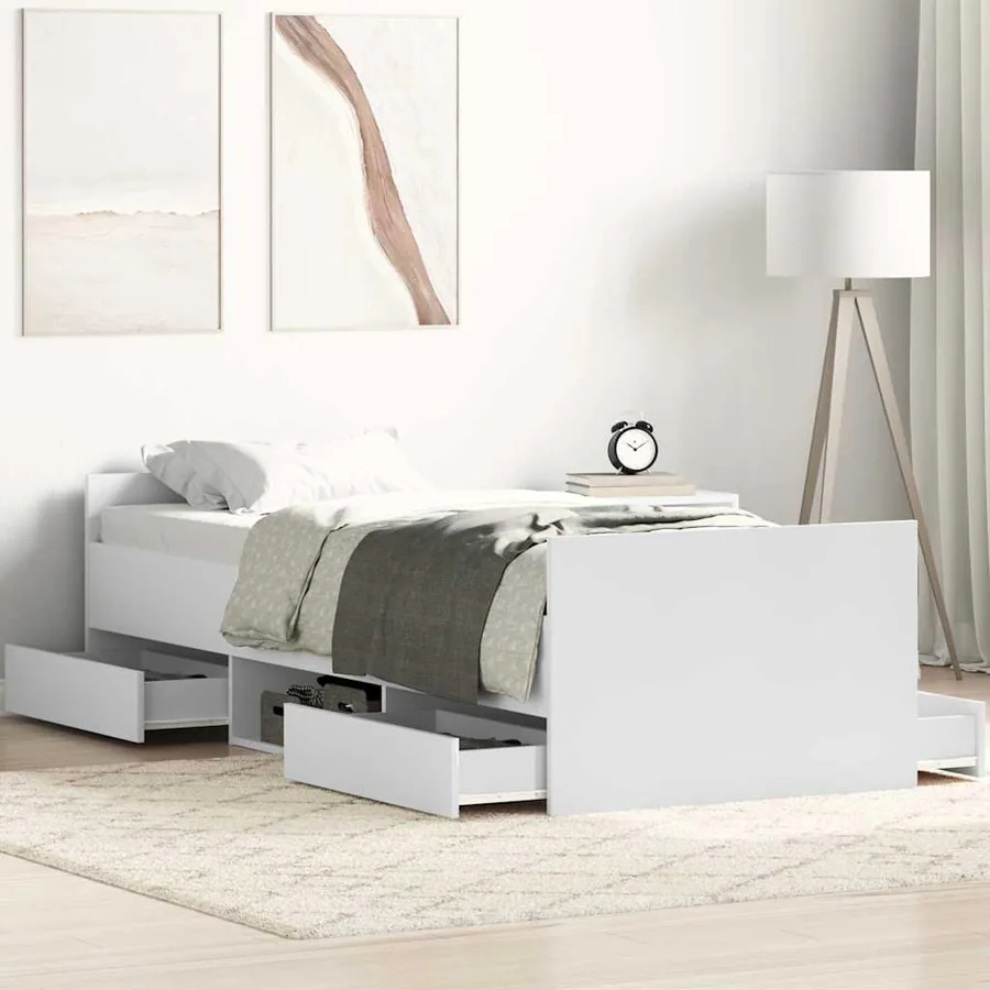 Cadre de lit sans matelas blanc 90x190 cm