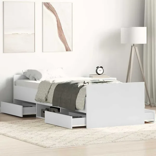 Cadre de lit sans matelas blanc 90x190 cm