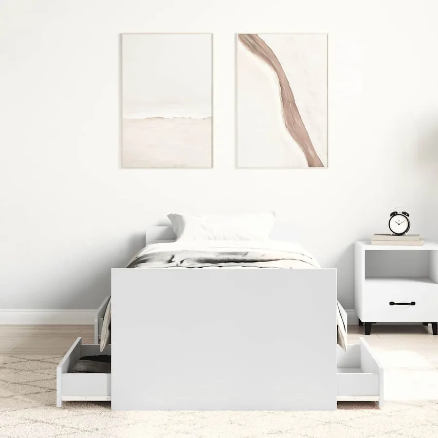 Cadre de lit sans matelas blanc 90x190 cm - 4