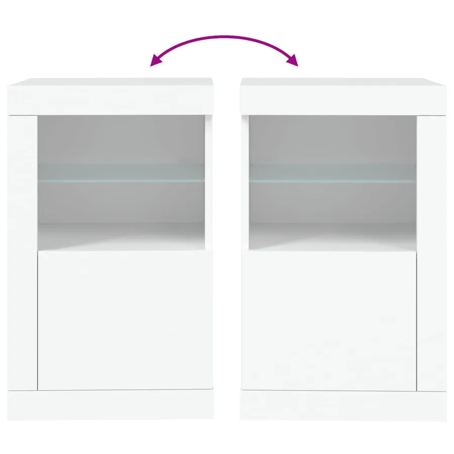 Armoires latérales éclairage LED 2 pcs blanc bois d'ingénierie - 11