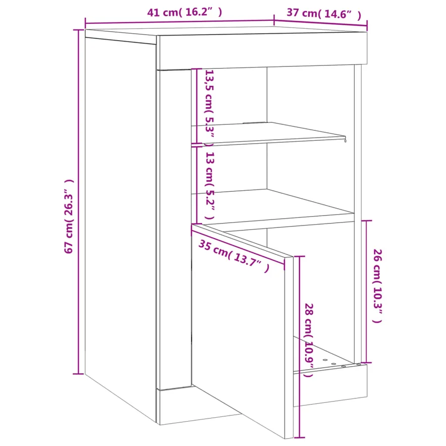 Armoires latérales éclairage LED 2 pcs blanc bois d'ingénierie - 17