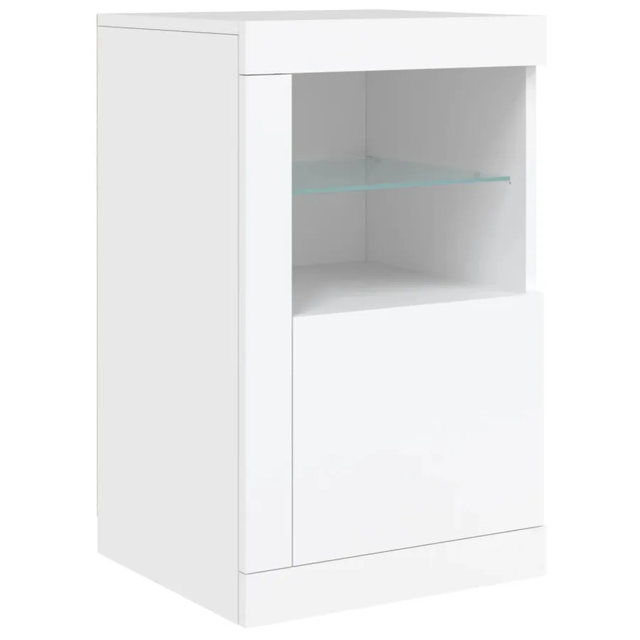Armoires latérales éclairage LED 2 pcs blanc bois d'ingénierie - 6