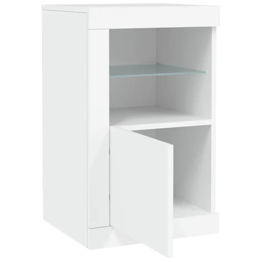 Armoires latérales éclairage LED 2 pcs blanc bois d'ingénierie - 7