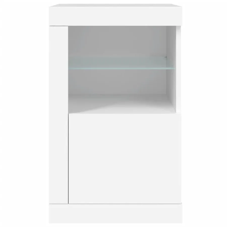 Armoires latérales éclairage LED 2 pcs blanc bois d'ingénierie - 8