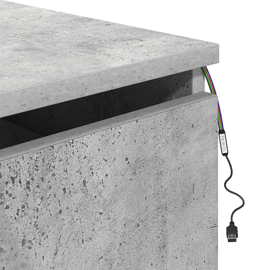 Table de chevet murale avec lumières LED gris béton - 10