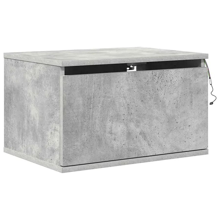 Table de chevet murale avec lumières LED gris béton - 3
