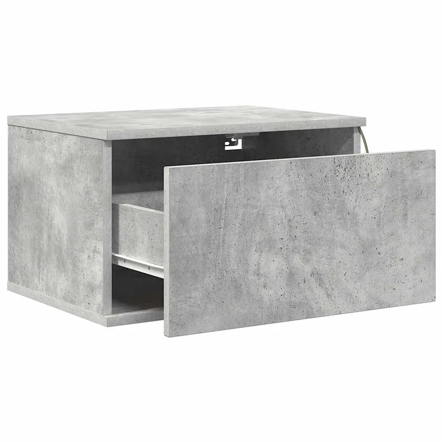 Table de chevet murale avec lumières LED gris béton - 6