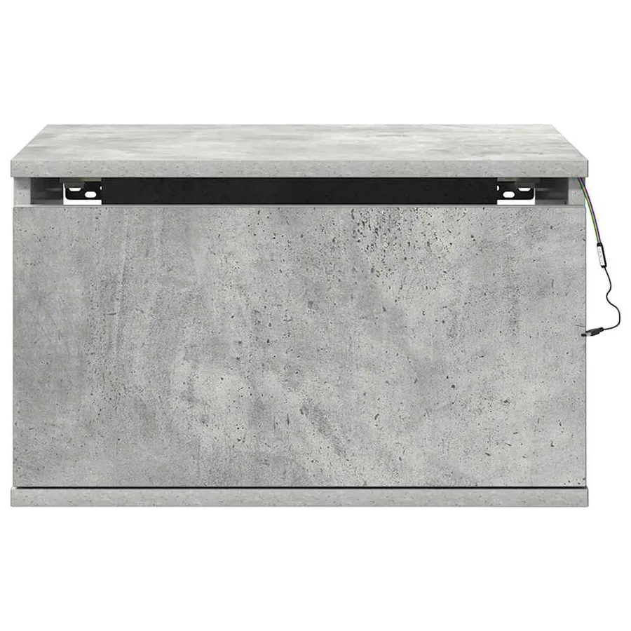 Table de chevet murale avec lumières LED gris béton - 7