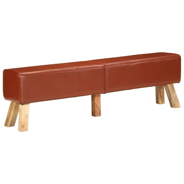 Banc de gymnastique marron 160 cm cuir véritable