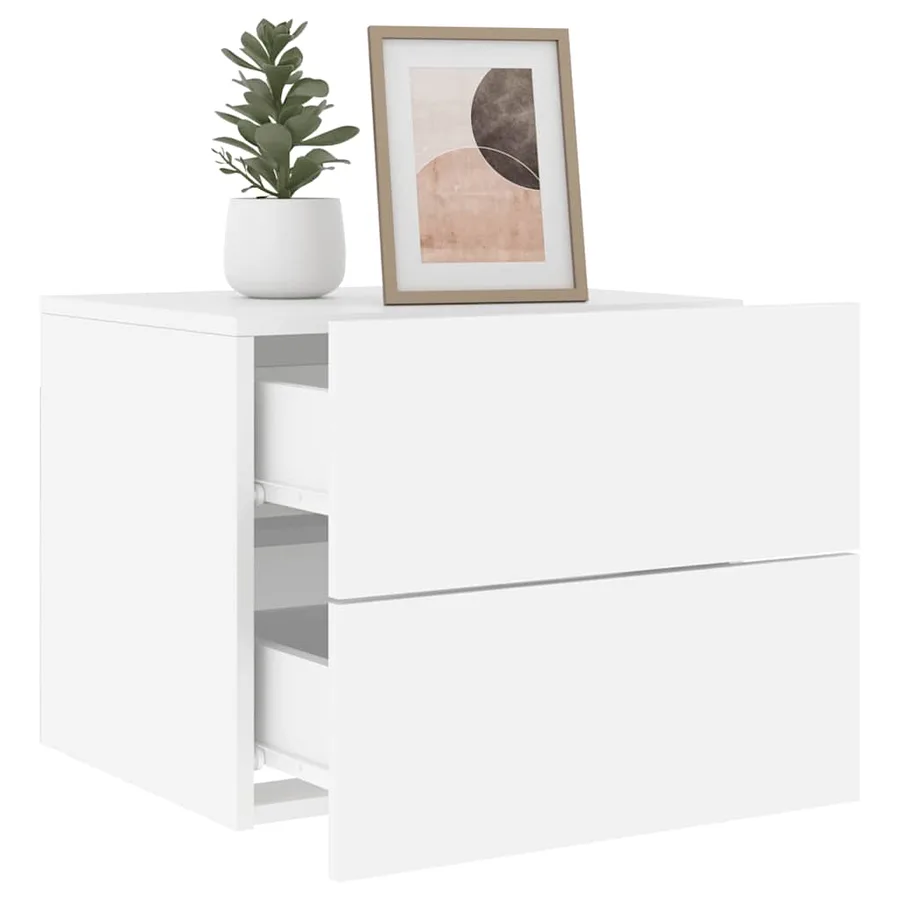 Tables de chevet murales avec lumières LED 2 pcs blanc - 4