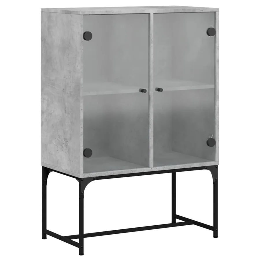 Armoire latérale avec portes en verre gris béton 69x37x100 cm - 2